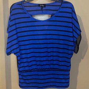 Blue and Black Striped Top